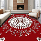 Cardinal Red Floral Geometric Mandala Rug
