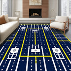 Bold Navy Yellow Geometric Sun Icon Rug