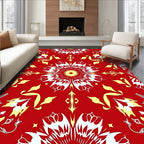Crimson Yellow Floral Abstract Rug