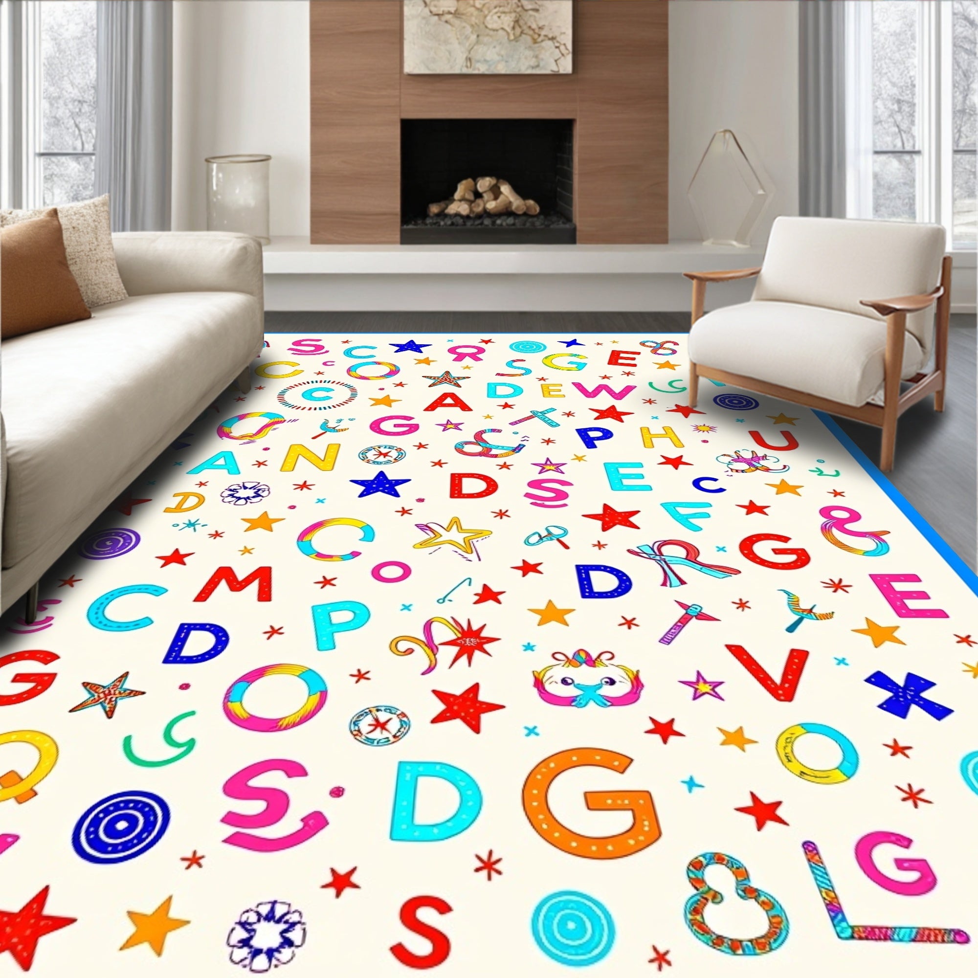 Charming Alphabet Starburst Scatter Rug