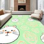 Playful White Hamster Swirls Rug