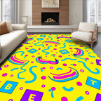 Bright Yellow Playful Alphabet Curvy Rug