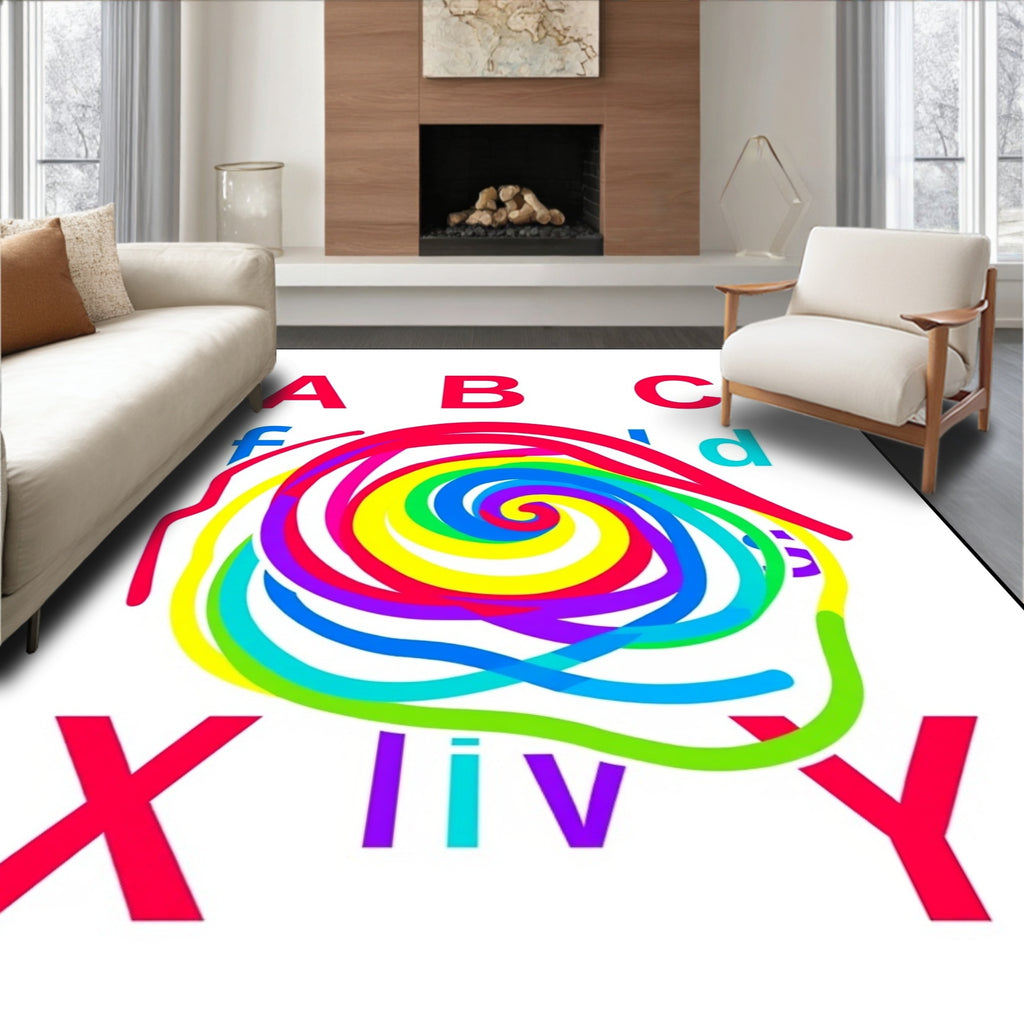 Colorful Alphabet Swirl Rug