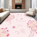 Pink Floral Line Art Rug