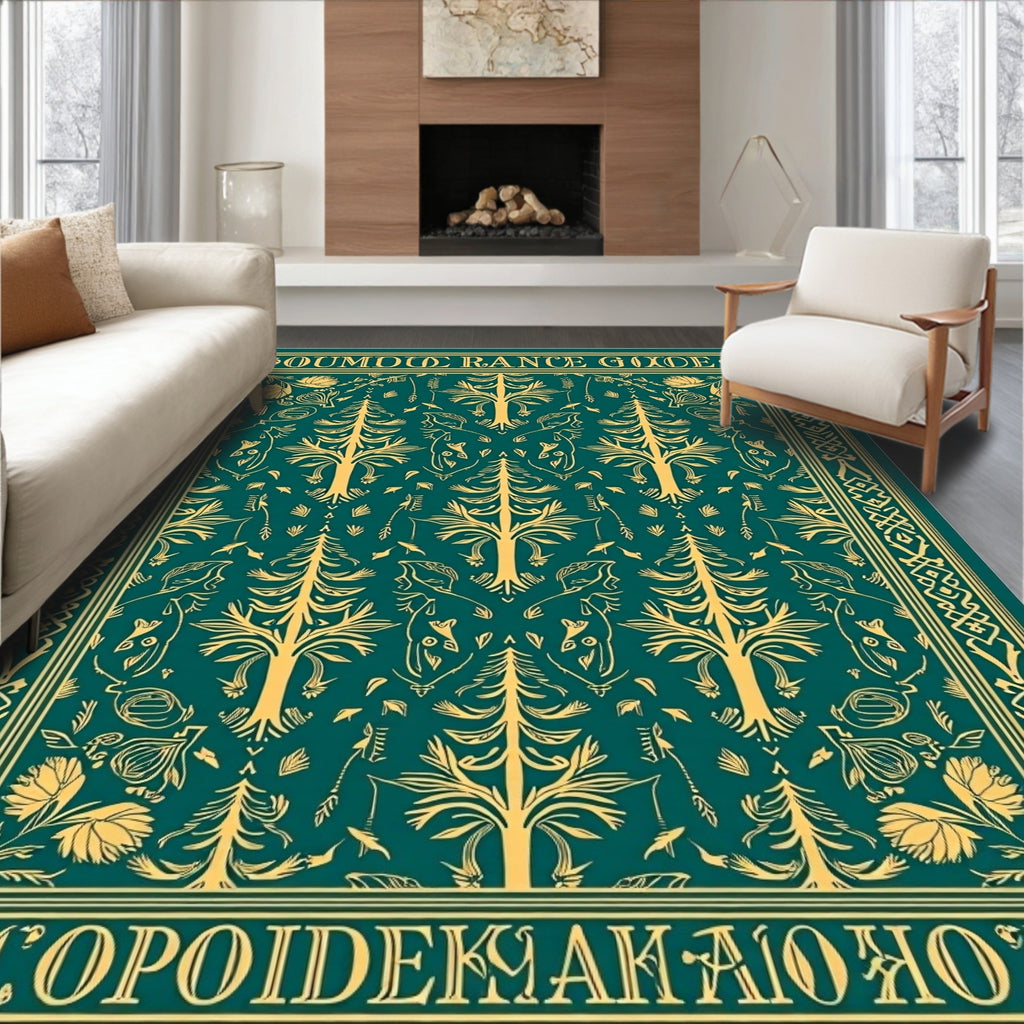 Emerald Trees Forest Symmetry Rug