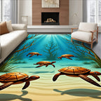 Oceanic Sea Turtles Underwater Garden Rug
