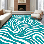 Teal Swirl Abstract Wave Rug