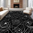 Black White Modern Abstract Geometric Rug