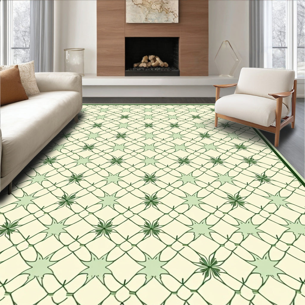 Intertwined Sage Starburst Lattice Rug