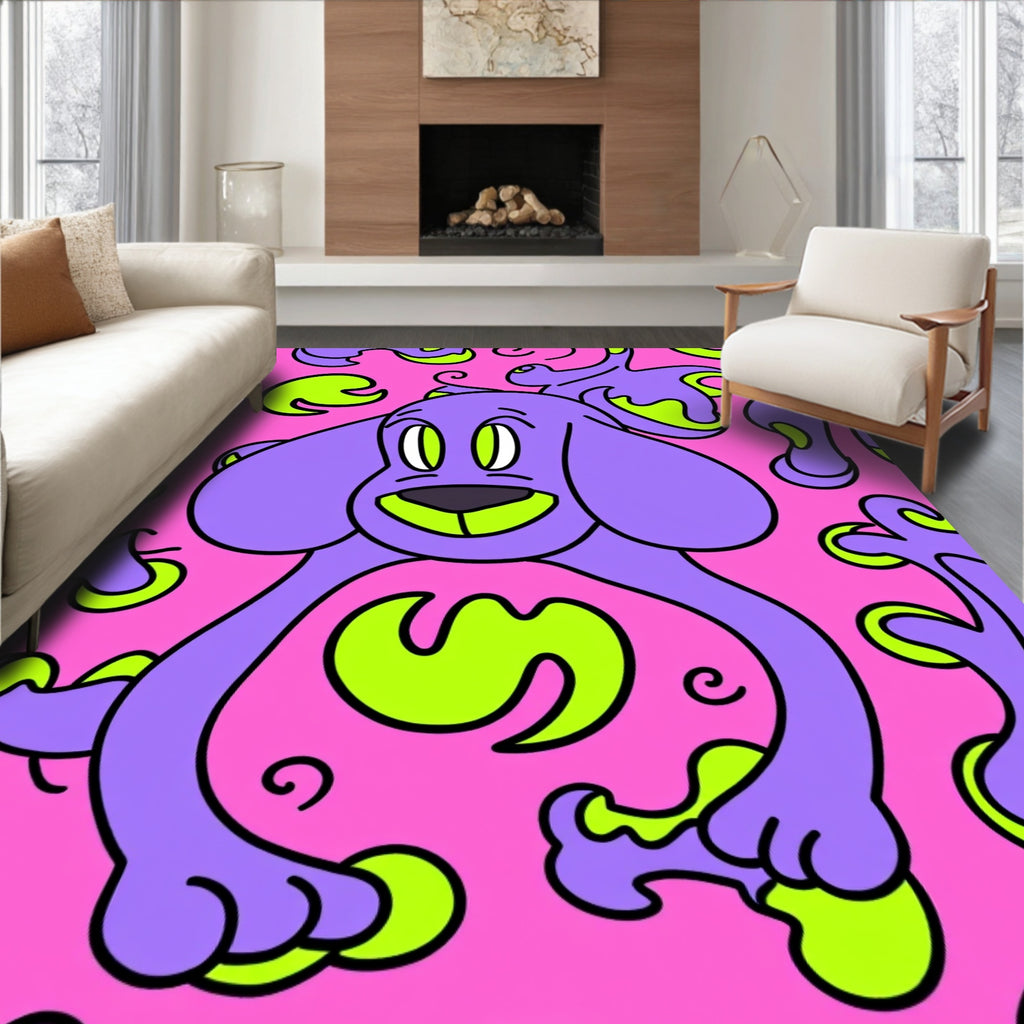 Playful Purple Dog Bone Swirl Rug