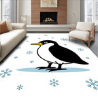 Cute Penguin Snowfall Circle Rug