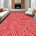 Crimson White Abstract Flow Rug