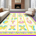 Alphabet Border Colorful Retro Art Rug