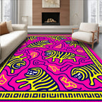 Vibrant Yellow Tiger Pink Maze Rug