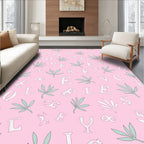 Pink Botanical Alphabet Collage Rug