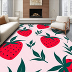 Red Strawberry Garden Foliage Rug