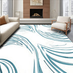 Deep Teal Brushstroke Flow Rug