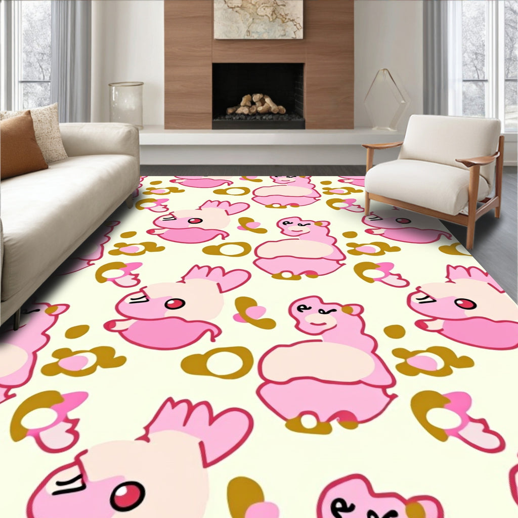 Pink Llama And Flower Companions Rug