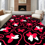 Whimsical Red Floral Butterfly Swirl Rug