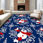 Charming Snowman Snowflake Navy Rug