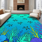 Oceanic Turtle Coral Reef Scene Rug