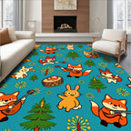 Cute Woodland Animals Playing Music Rug