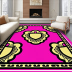Vibrant Pink Golden Crested Shield Rug