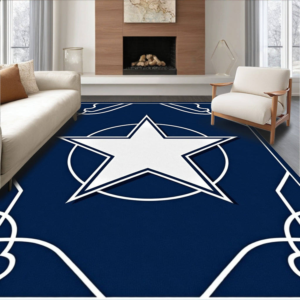 Bold Navy White Star Geometric Rug