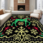 Emerald Green Horse Snowflake Border Rug