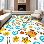 Whimsical Cartoon Animals With Text Accents Rug