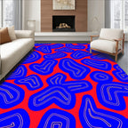 Bold Red Blue Abstract Shapes Rug