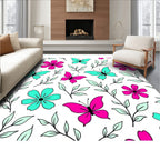 Whimsical Pink Turquoise Butterfly Floral Rug
