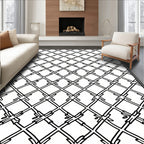 Black White Interlocking Diamond Lattice Rug