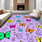 Whimsical Multicolor Butterfly Swirl Rug