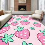 Pink Strawberry Hearts Floral Patchwork Rug