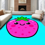 Happy Pink Strawberry Kawaii Cute Rug