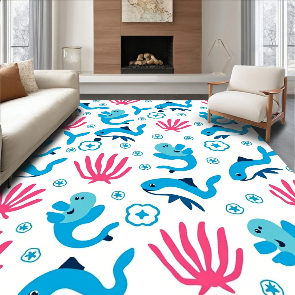 Blue Dolphin Coral Charm Rug