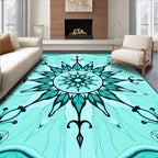 Turquoise Mandala Bloom Water Surface Rug