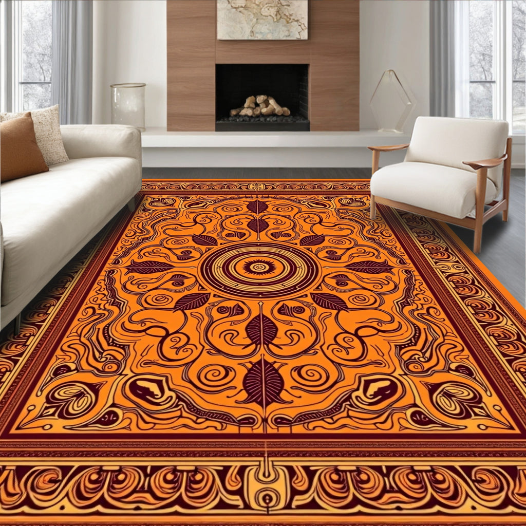Vibrant Tribal Sunset Mandala Rug