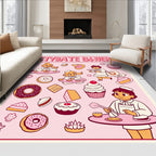 Whimsical Pink Bakery Kids Donut Rug