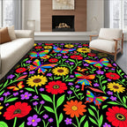 Vibrant Butterfly Garden Floral Rug