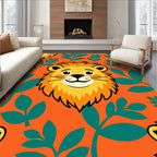 Orange Lion Jungle Foliage Rug