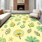 Whimsical Yellow Leafy Botany Collage Rug