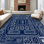 Blueprint Schematic Circuit Board Rug