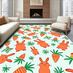 Cheerful Orange Bunny Carrot Garden Rug