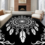 Monochromatic White Dreamcatcher Mandala Rug