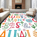 Colorful Alphabet Letters and Florals Rug