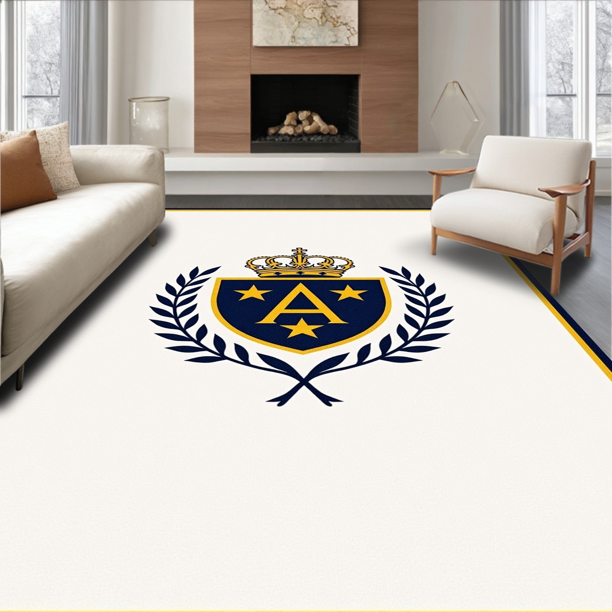 Golden Crown A Emblem Laurel Wreath Rug