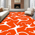Orange and White Abstract Human Movement Rug