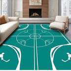 Teal Hockey Rink Players Medallion Rug